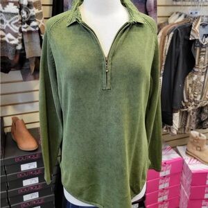 Vintage PBJ Blues Olive Green Quarter Zip Sweater L